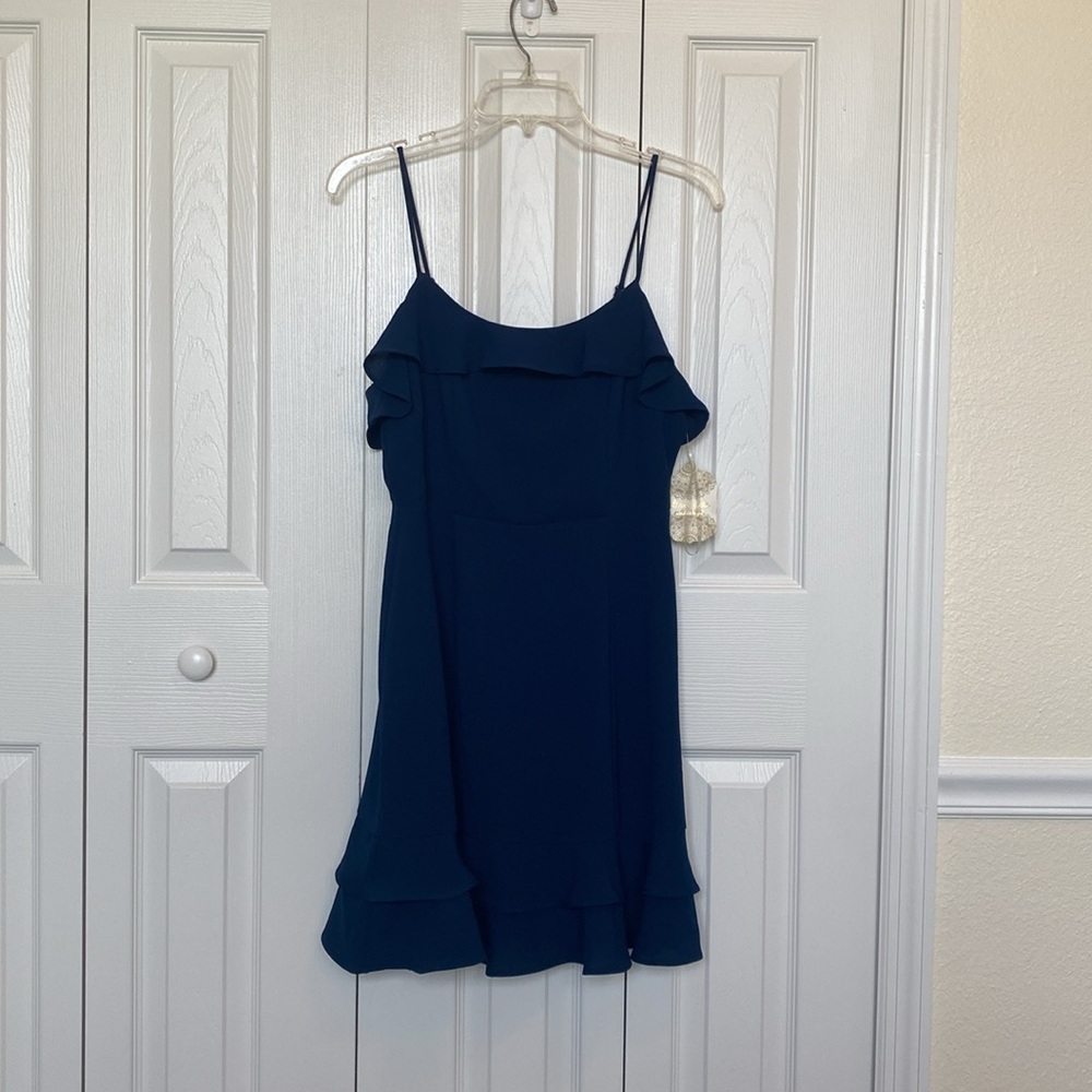 Altard State navy blue sleeveless dress with ruffle details NWT medium